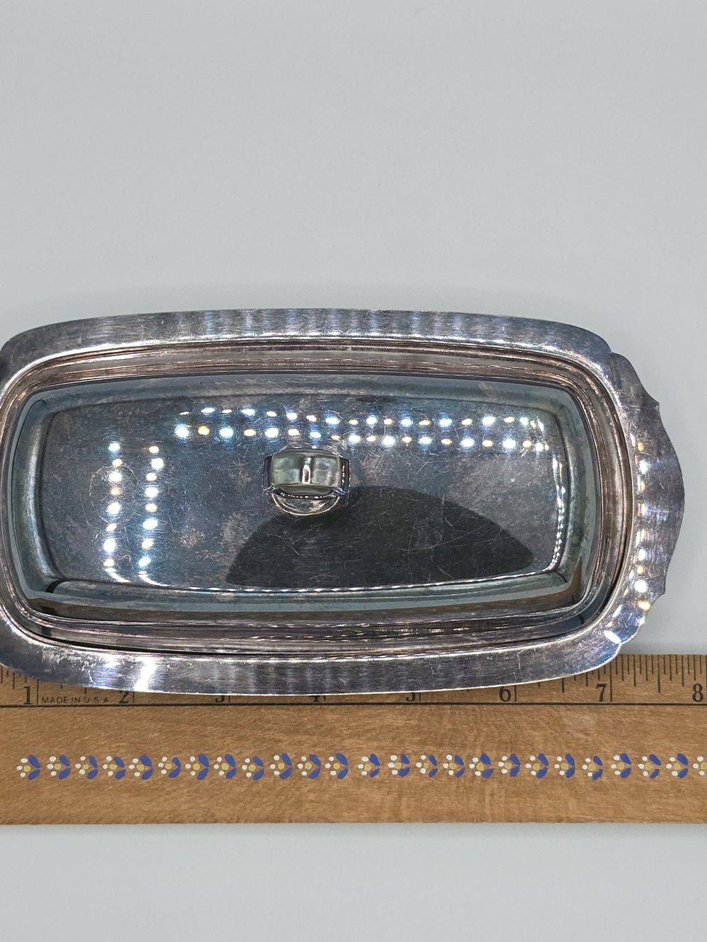 VTG Wallace Silverplate Butter Dish w/Lid & Glass Insert, USA Made, Mid Century - Picture 15 of 16